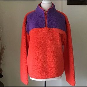 Mock Neck Long Sleeve 1/2 Zip Fleece Sweatshirt